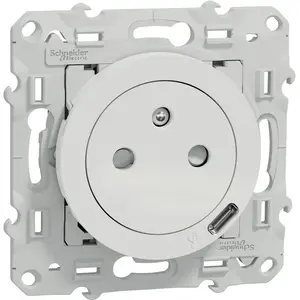 Schneider Electric - Odace - Prise affleurante + usb C10,5W - blanc - S520089 pas cher