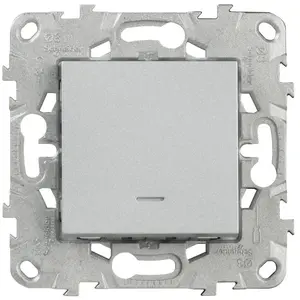 Bouton poussoir + voyant LED 10A - aluminium - Unica - SchneiderVendu parcdiscount