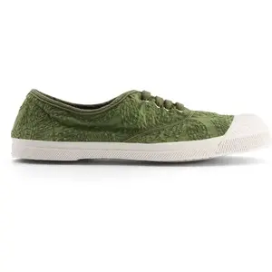 Tennis Bensimon Broderie Anglaise - Vert - Lacets plats - Adulte pas cher