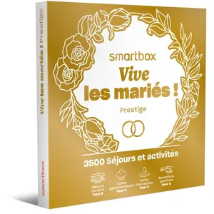 Coffret Cadeau SMARTBOX - Vive les mariés ! Prestige - 1 séjour ou 1 activité romantique pour 2 personnesVendu parcdiscount