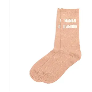 STC PAIRE DE CHAUSSETTES PAILLETTES MAMAN AMOUR FEMME pas cher