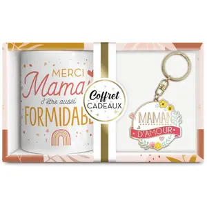 COFFRET CADEAU MUG + PORTE CLE MAMAN D'AMOUR pas cher
