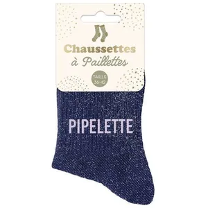 STC Chaussettes Bleues à Paillettes Argentées Pipelette pas cher