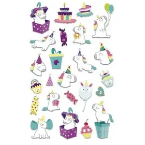 Maildor Stickers Fantaisie Cooky - Licorne anniversaire - 1 planche 7,5 x 12 cm pas cher