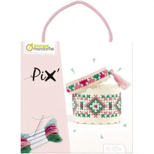 Avenue Mandarine KC128C - Kit broderie enfant Pix Trésor - 2 Bracelets- À partir de 6 ans - ROSE