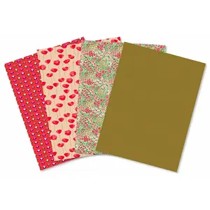 Decopatch Décopatch DP032C -Une Pochette de 4 Feuilles Décopatch - Dimensions : 30 x 40 cm - Papiers imprimé, Or & rouge - Mix & Patch - A partir de 5 ans, DIY, création, rénovation, activité créative