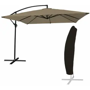 Happy Garden Parasol Déporté Molokai Carré 2,7x2,7m Taupe + Housse pas cher