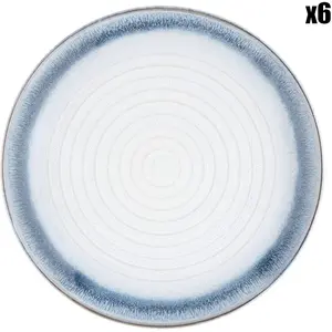 Comparateur de prix : Lot De 6 Assiettes À Dessert En Grès Bleu D21,5