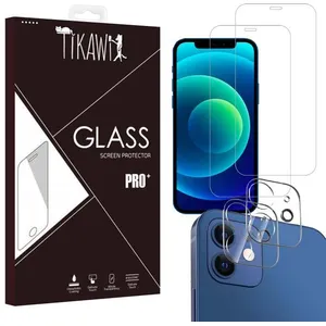 Tikawi x4 Verre trempé Iphone 12 (6.1') [2 Ecran + 2 Caméra] Haute rés...Vendu parcdiscount