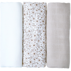 Lot de 3 langes bébé coton bio* Lilly pas cher