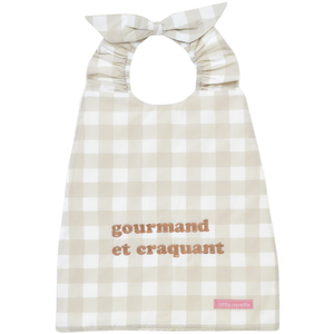 Bavoir élastiqué vichy beige Gourmand et craquant pas cher