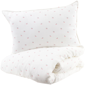 LITTLE CREVETTE Parure de lit bébé taie et housse de couette 100x140 cm gaze de coton Cerise pas cher