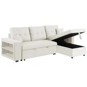 Comparateur de prix : Concept-Usine Canapé D'angle Convertible Beige 4 Places Glasgow