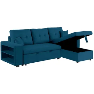 Concept-Usine Canapé D'angle Convertible Bleu 4 Places Glasgow pas cher