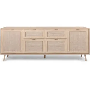 TIVAT - Buffet avec tiroirs et placards cannage 180cm pas cher