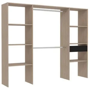 Dressing bois CONCEPT USINE - 6 étagères, 1 tiroir et 2 penderies - Ma... pas cher