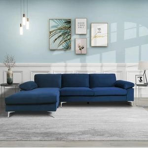 Concept-Usine Canapé D'angle 4/5 Places Velours Bleu Galway
