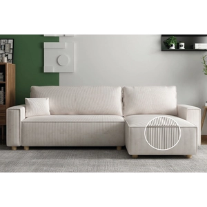 CONCEPT USINE Canapé convertible d'angle 4 places velours côtelé beige COSY