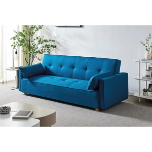 Comparateur de prix : COPENHAGUE - Canapé scandinave convertible 3 places bleu canard
