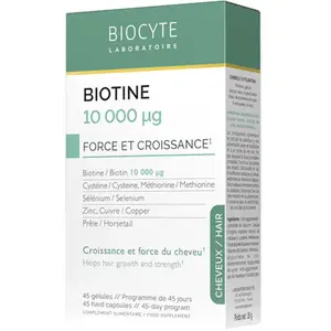 Biocyte - Biotine 10 000 µg - Force, Croissance cheveux - complément anti chute - 45 gélules pas cher