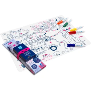 SUPER PETIT - Set De Table À Colorier - Dream Van - 5 Feutres Et Bracelet Fournis - Facile à Nettoyer - Réutilisable - Antibactérien - À Partir De 3 Ans pas cher