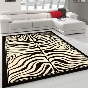 UNAMOURDETAPIS Tapis moderne - 133x200 cm - ZEBRE Noir - Polypropylène - UN AMOUR DE TAPIS pas cher