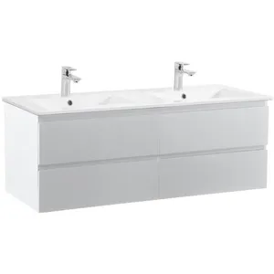 MOB-IN Meuble double vasque SORRENTO suspendu avec plan céramique 120cmVendu parcdiscount