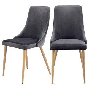 Lot de 2 chaises en velours gris - Vinni - Rendez-Vous Déco pas cher