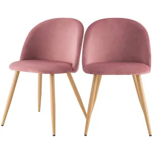 Chaise Cozy en velours rose - RENDEZ VOUS DECO - Lot de 2 - Contempora... pas cher