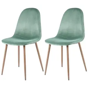 Lot de 2 chaises en velours vert deau - Fredrik - Maison Pavane pas cher