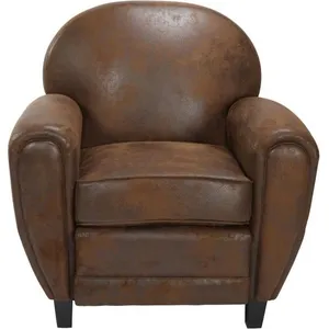 Fauteuil Club Marron Vieilli - RENDEZ VOUS DECO - Vintage - Cuir - Mic...Vendu parcdiscount