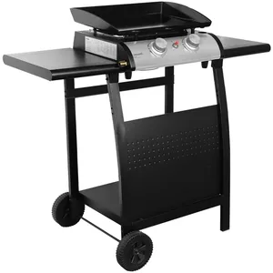 SWEEEK Plancha gaz 2 brûleurs inox 5kW avec chariot Plancha Porthos 2 brûleurs + chariot