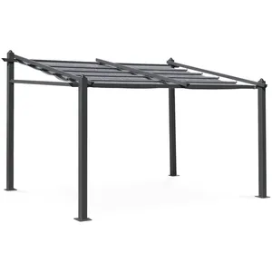 Sweeek Pergola Murale En Aluminium - Murum 3x4m - Toile Grise - Tonnelle Ideale Pour Votre Terrasse ToitVendu parbol