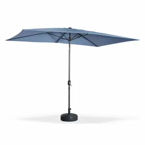 SWEEEK Parasol droit rectangulaire 2x3m - Touquet bleu grisé - mât central en aluminium orientable et manivelle d'ouverture pas cher