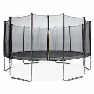 SWEEEK Trampoline rond Ø 490cm gris avec son filet de protection - Jup... pas cher