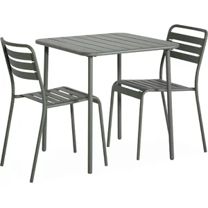 Comparateur de prix : SWEEEK Table de jardin métal savane Amélia avec 2 chaises. lattes et bords arrondis. traitement antirouille