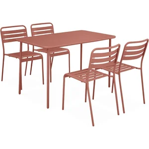 SWEEEK Table de jardin et 4 chaises terracotta en acier. Amelia. 120x70xH72.5cm (12.2kg) pas cher