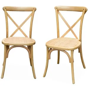 SWEEEK Lot de 2 chaises de bistrot en bois de cédrèle naturel. vintage. assise en rotin. empilablesVendu parcdiscount