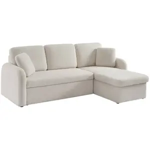 SWEEEK Canapé d'angle convertible en tissu bouclettes blanches - Milano - 3 places pas cher