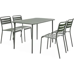 SWEEEK Table de jardin et 4 chaises savane en acier. Amelia. 120x70xH72.5cm (12.2kg) pas cher