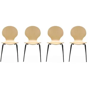 Chaises SWEEEK NAOMI   Design, bois d'hévéa & contreplaqué, brun (Lot de 4) pas cher