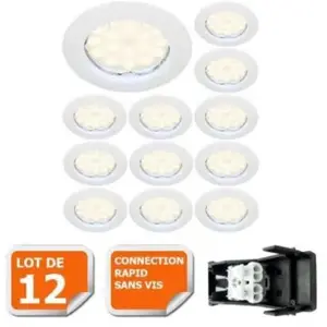 LAMPESECOENERGIE LOT DE 12 SPOT LED ENCASTRABLE COMPLETE RONDE FIXE eq. 50W LUMIERE BLANC NEUTRE pas cher