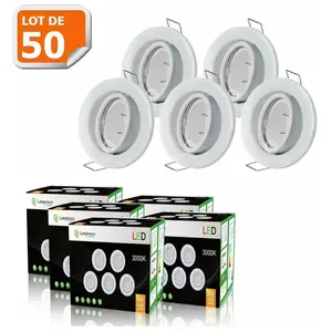 Spot LED Orientable Blanc - LAMPESECOENERGIE - GU10 230V eq. 50W - Bla... pas cher