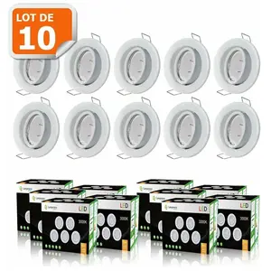 Spot LED orientable blanc - EUROBRYTE - kit de 10 - 430 Lm - 5W - GU10... pas cher