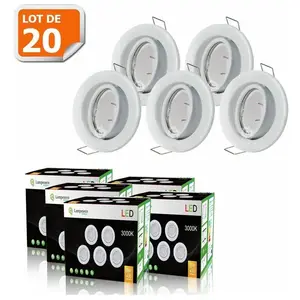 Spot LED orientable blanc - LAMPESECOENERGIE - lot de 20 - 430 Lm - 5W - GU10 pas cher