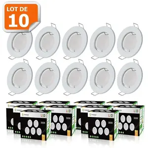 Spot LED encastrable fixe ronde blanc GU10 230V éclaire comme 50W - LAMPESECOENERGIE - Lot de 10 pas cher