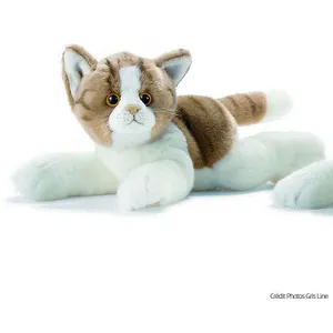Anima Peluche Chaton Roux/Blanc Couché 30 Cm Anima pas cher
