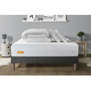 Septnuits Pack Matelas + Sommier Gris 140x190 Memo Bio Mousse A Memoir... pas cher