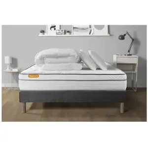 Septnuits Pack Matelas + Sommier Gris 140x200 Memo Luxe Ressorts Ensac... pas cher
