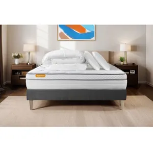 Comparateur de prix : Septnuits Pack Matelas + Sommier Gris 160x200 Memo Luxe Ressorts Ensac...